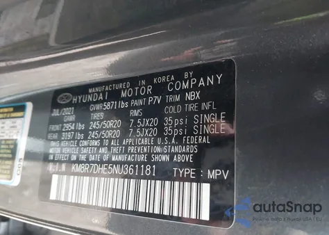 2022 Hyundai Palisade Calligraphy из США, поврежденный, VIN KM8R7DHE5NU361181